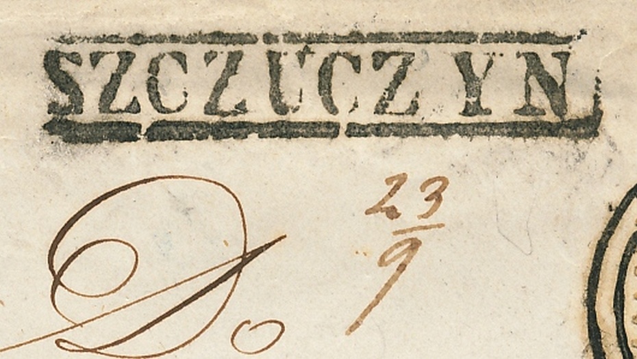 39 - Szczuczyn (176) 1ba miejscownik nadawczy z koperty listu do Warszawy, pkt.7B