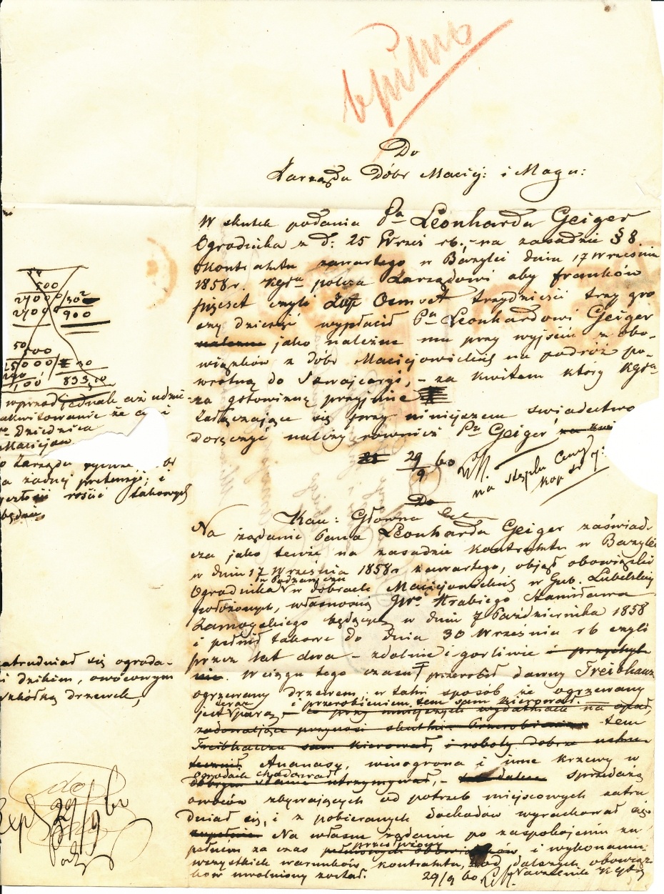 67 - Gończyce (178) 1a tekst kompletnego listu do Warszawy, pkt.8B