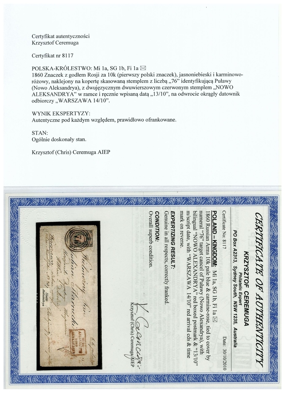 76 - Nowo Aleksandrya (110) 1ab atest koperty listu do Warszawy, pkt.3B
