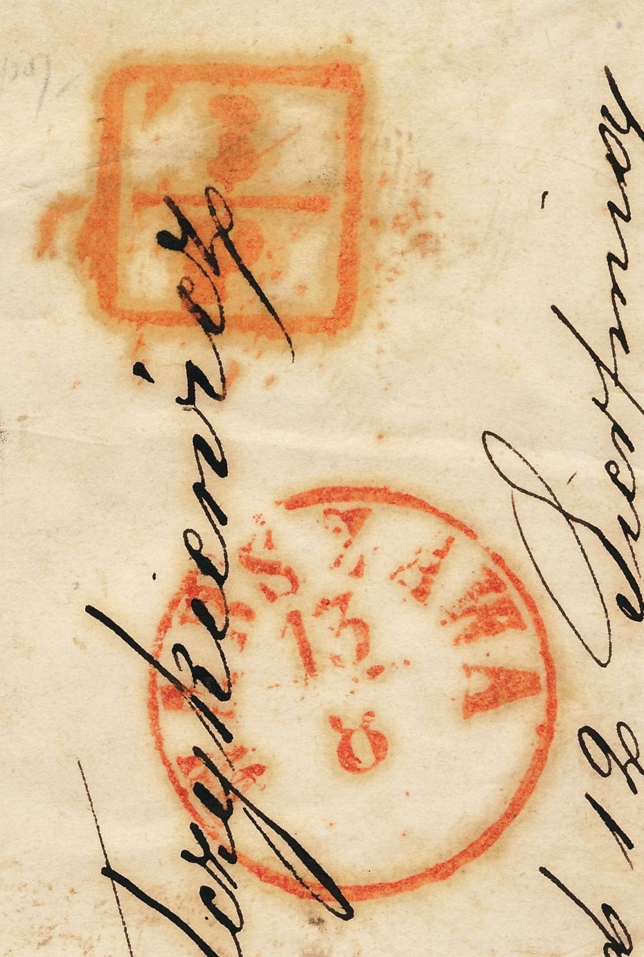 73 - Lublin (293) 1a datownik i godzinnik odbiorczy z obwoluty listu do Warszawy, kasowanie datownikiem, pkt.1B