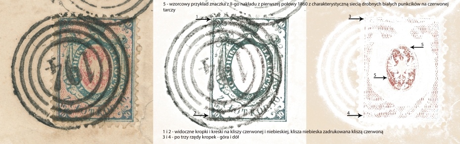 194 - Sieradz (230) 1a znaczek+k.n.+cz. z opisem z koperty listu do Moskwy w Rosji, nakład II z 1860, pkt.3B